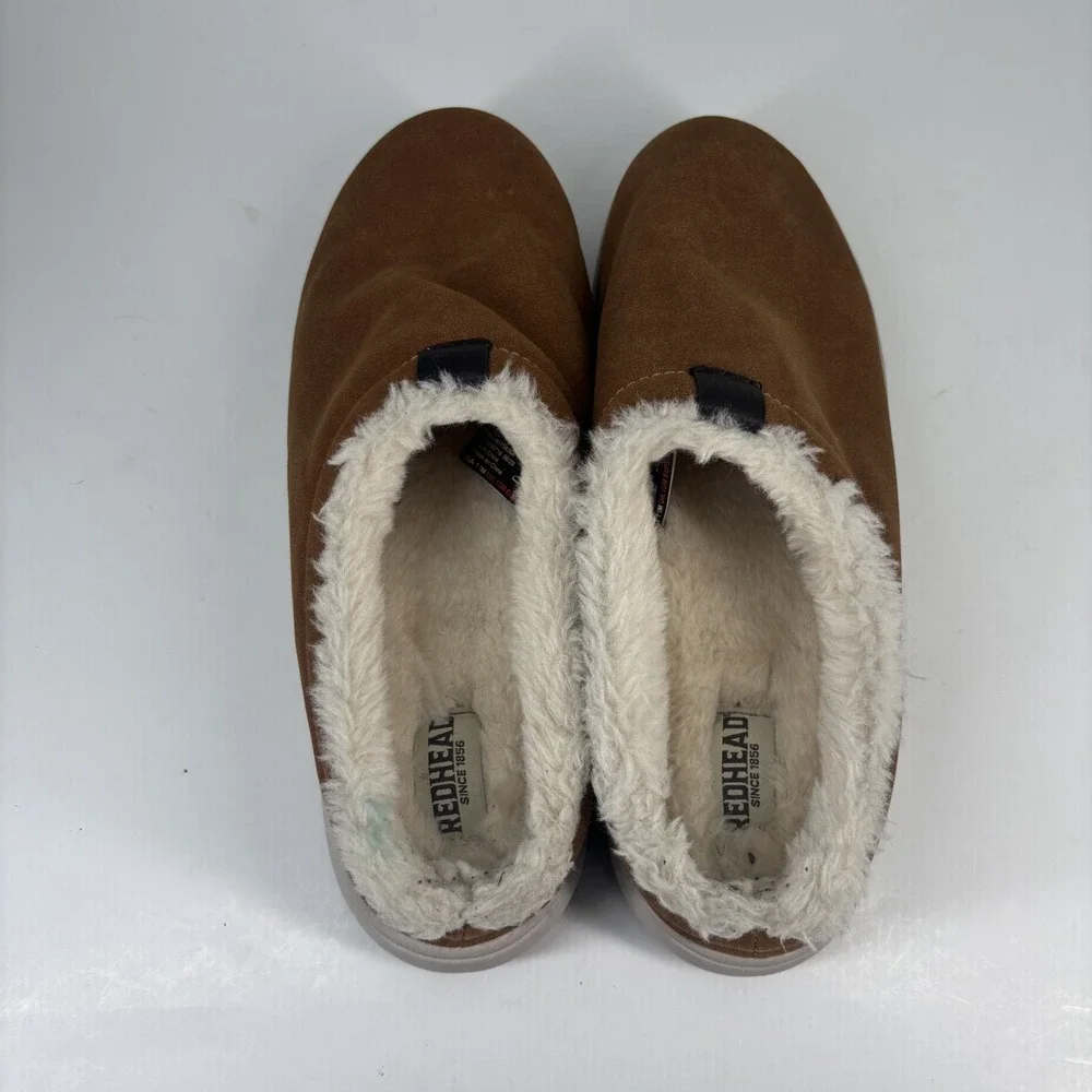 RedHead Men's US 11M Chestnut Suede Faux Fur Slip-On Sherpa Winter Clogs Slipper